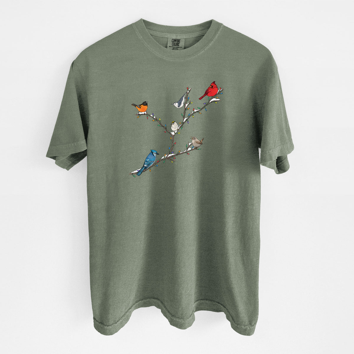 Christmas Backyard Birds - Unisex Comfort Colors Garment-Dyed Heavyweight T-shirt