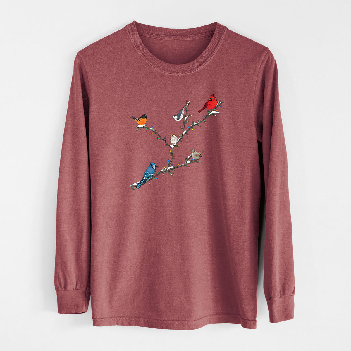 Christmas Backyard Birds - Unisex Comfort Colors 100% Cotton Long Sleeve