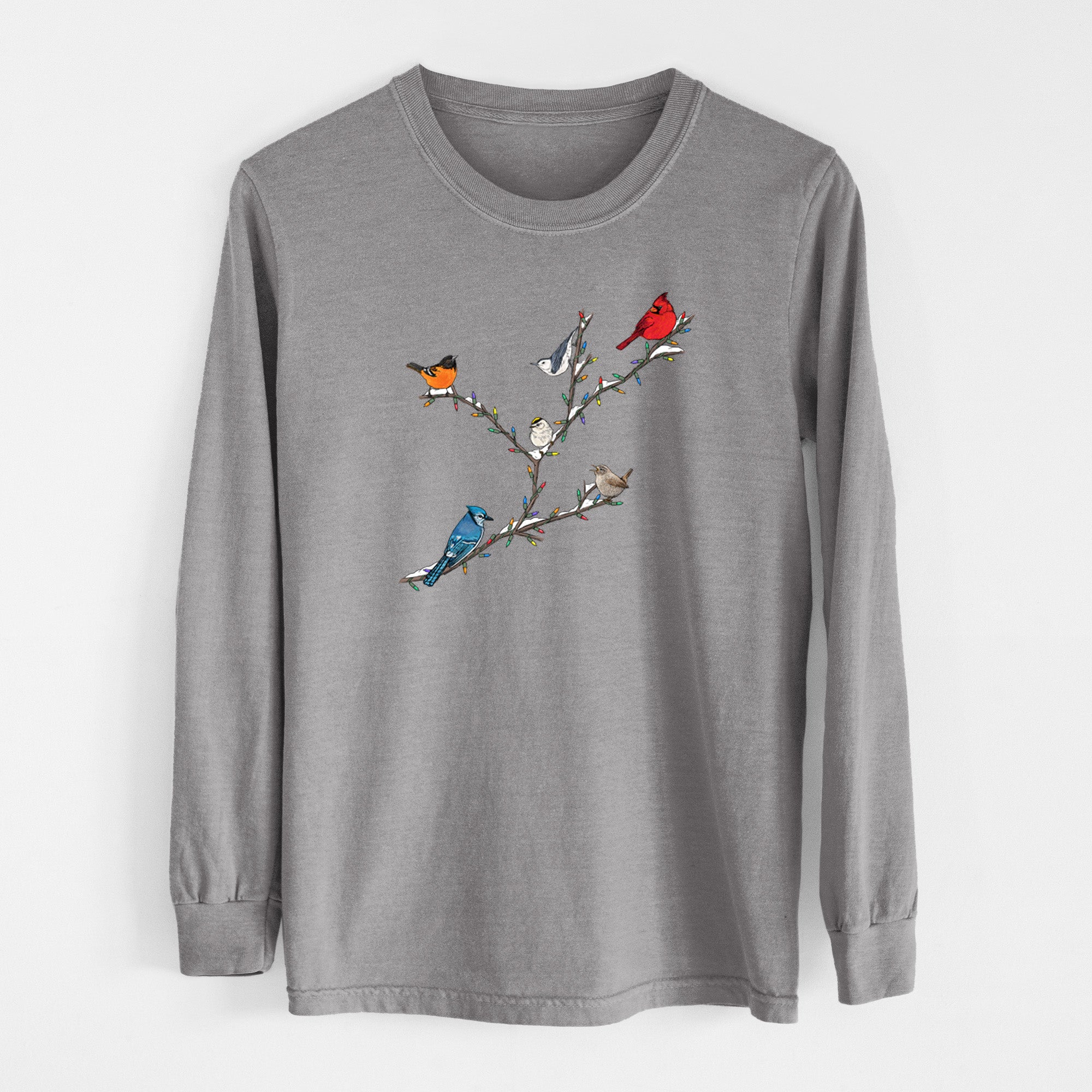 Christmas Backyard Birds - Unisex Comfort Colors 100% Cotton Long Sleeve