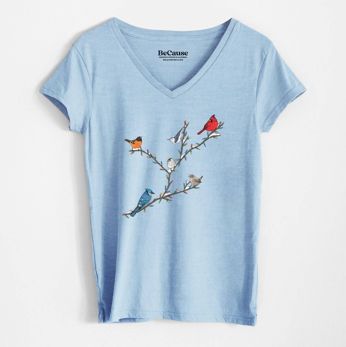 Christmas Backyard Birds - Women&#39;s 100% Recycled V-neck