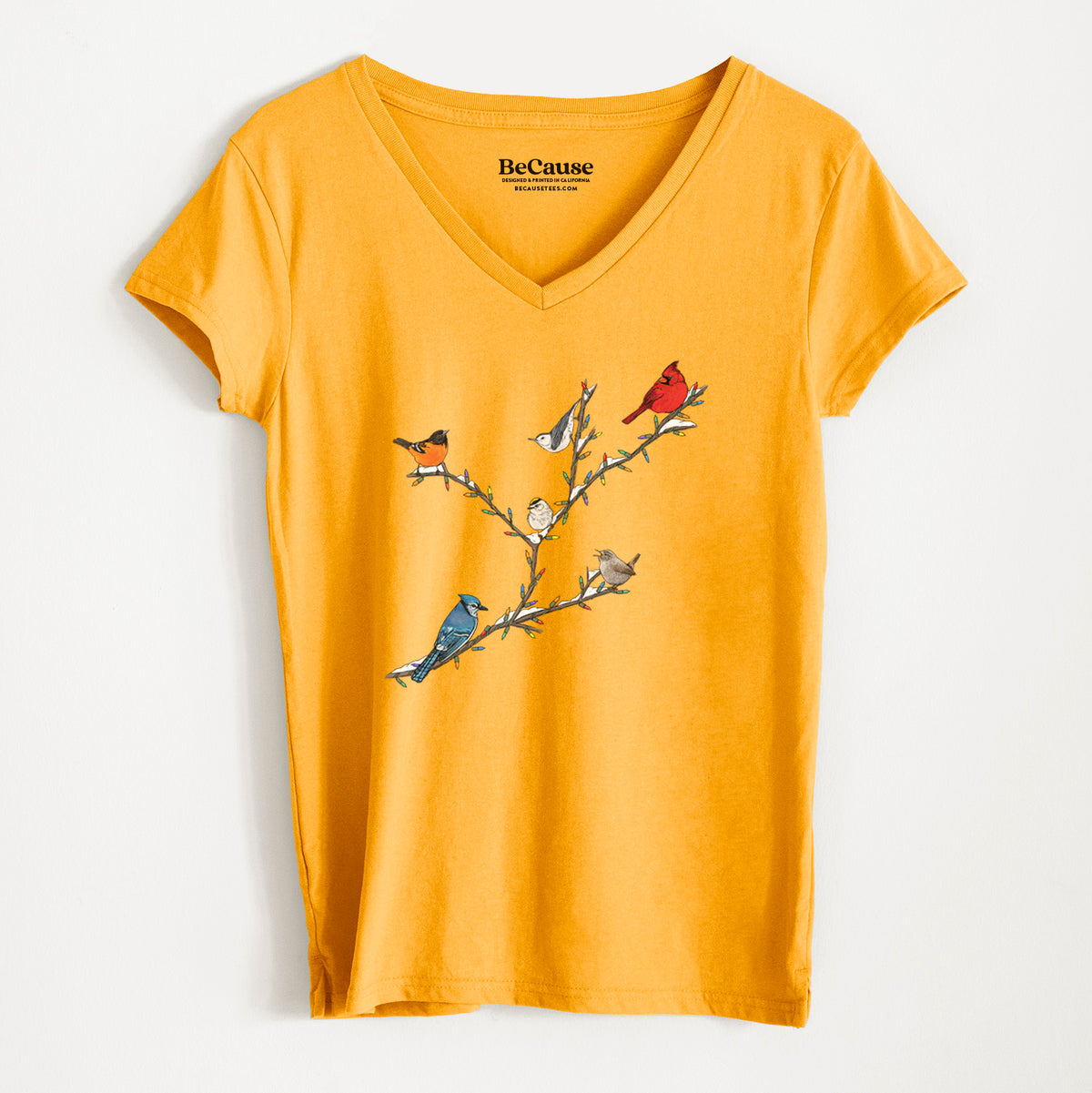 Christmas Backyard Birds - Women&#39;s 100% Recycled V-neck