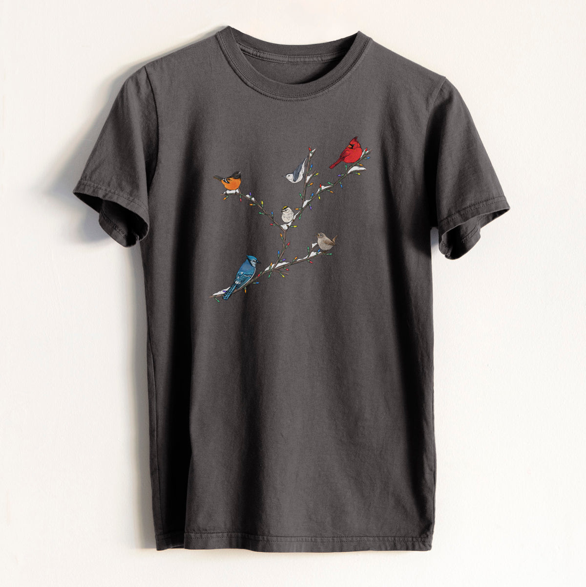 Christmas Backyard Birds - Heavyweight Men&#39;s 100% Organic Cotton Tee