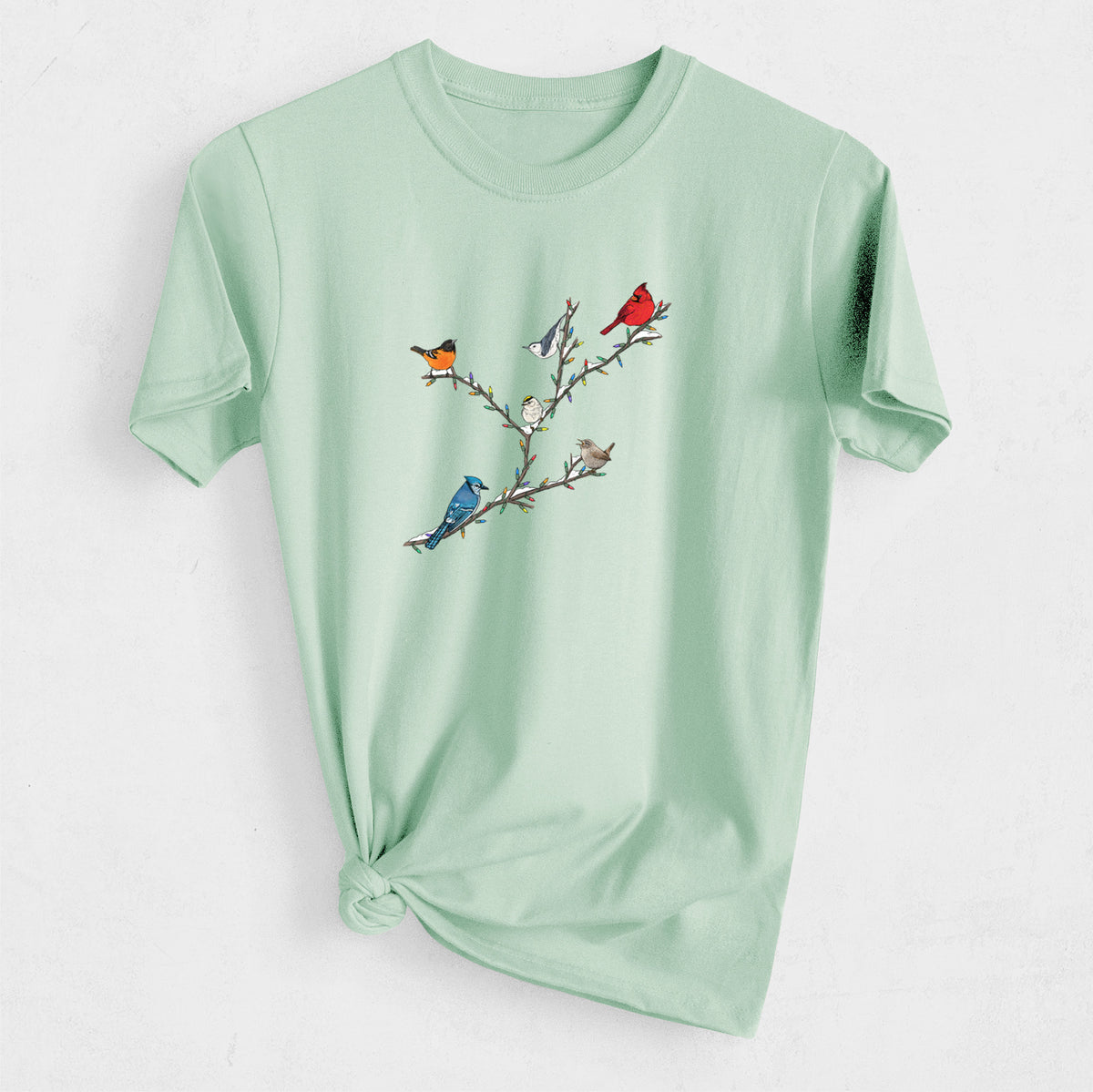Christmas Backyard Birds - Heavyweight Men&#39;s 100% Organic Cotton Tee