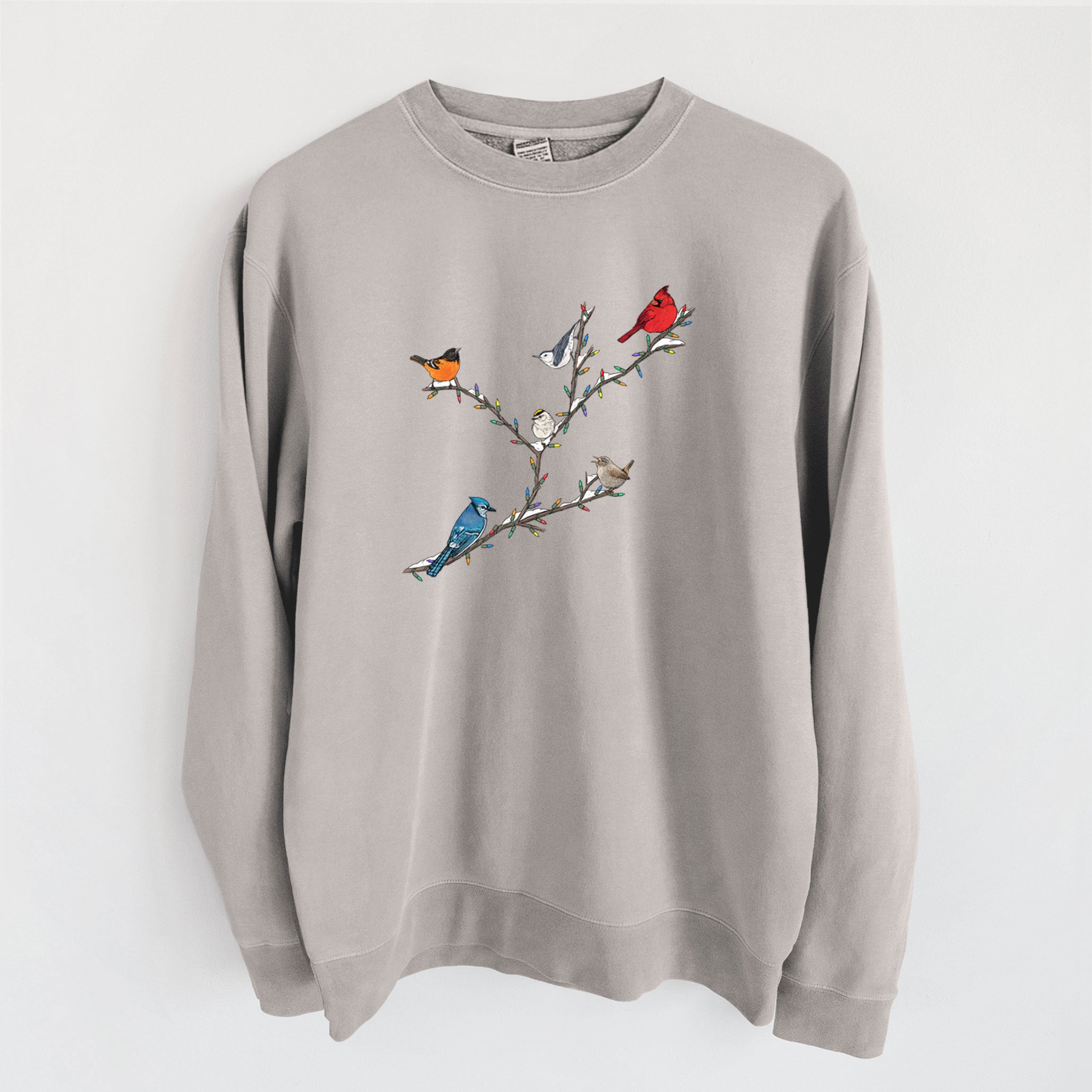 Christmas Backyard Birds - Unisex Pigment Dyed Crew Sweatshirt