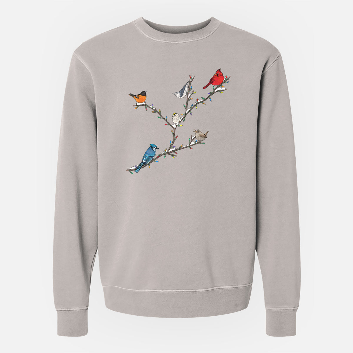 Christmas Backyard Birds - Unisex Pigment Dyed Crew Sweatshirt