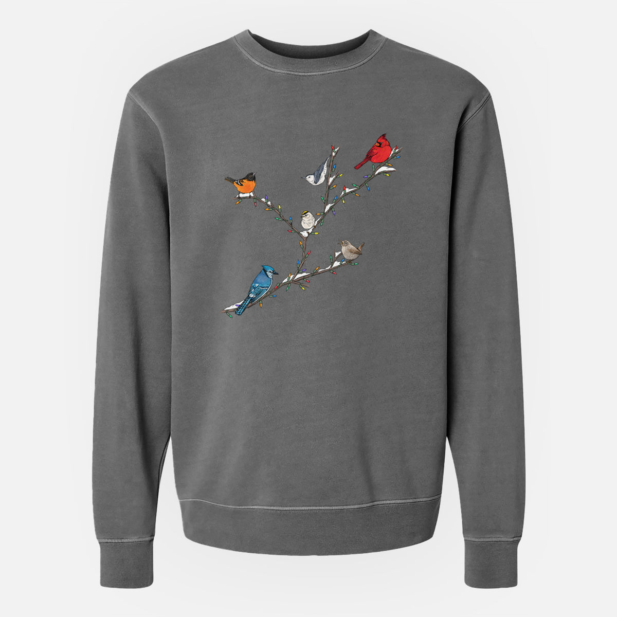 Christmas Backyard Birds - Unisex Pigment Dyed Crew Sweatshirt