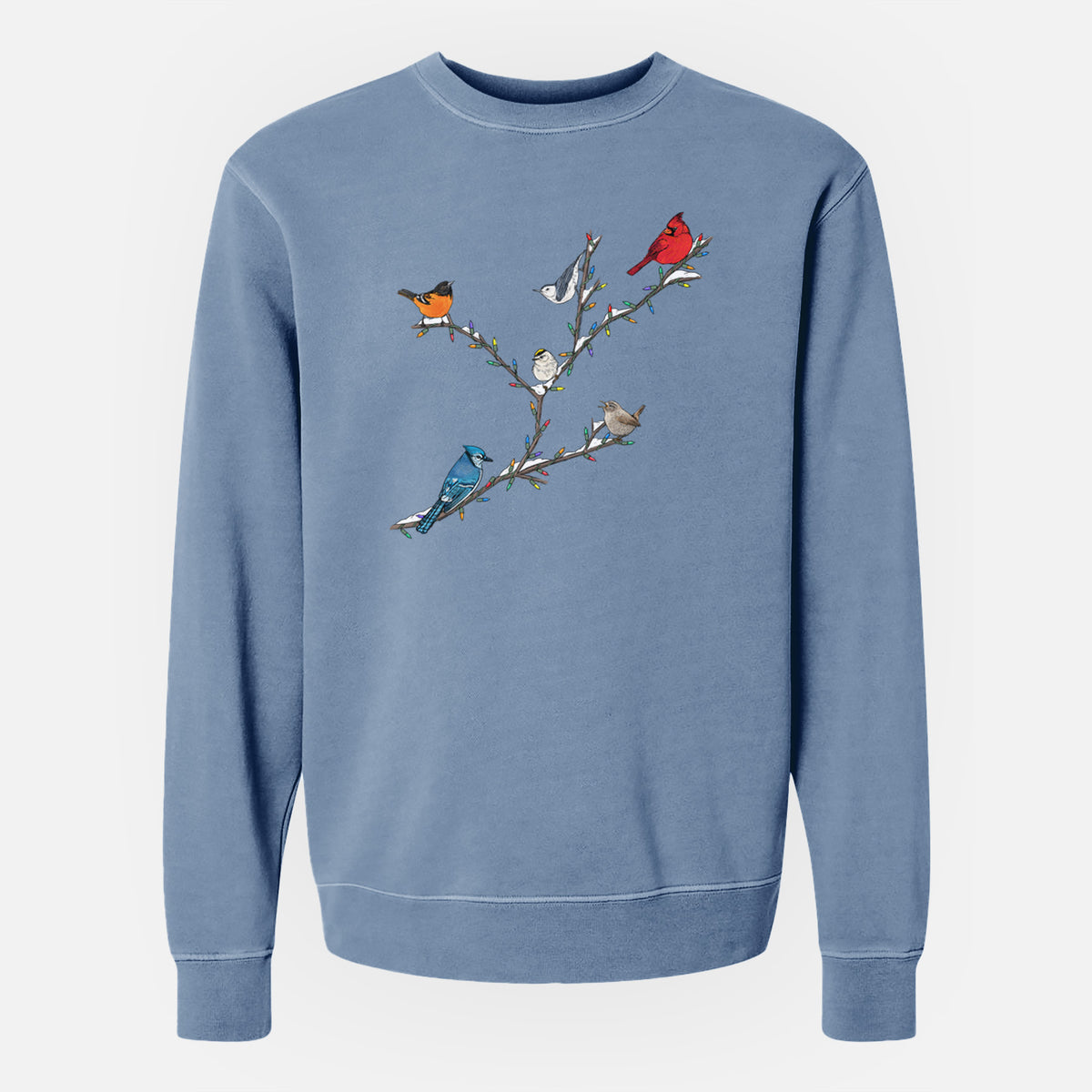 Christmas Backyard Birds - Unisex Pigment Dyed Crew Sweatshirt