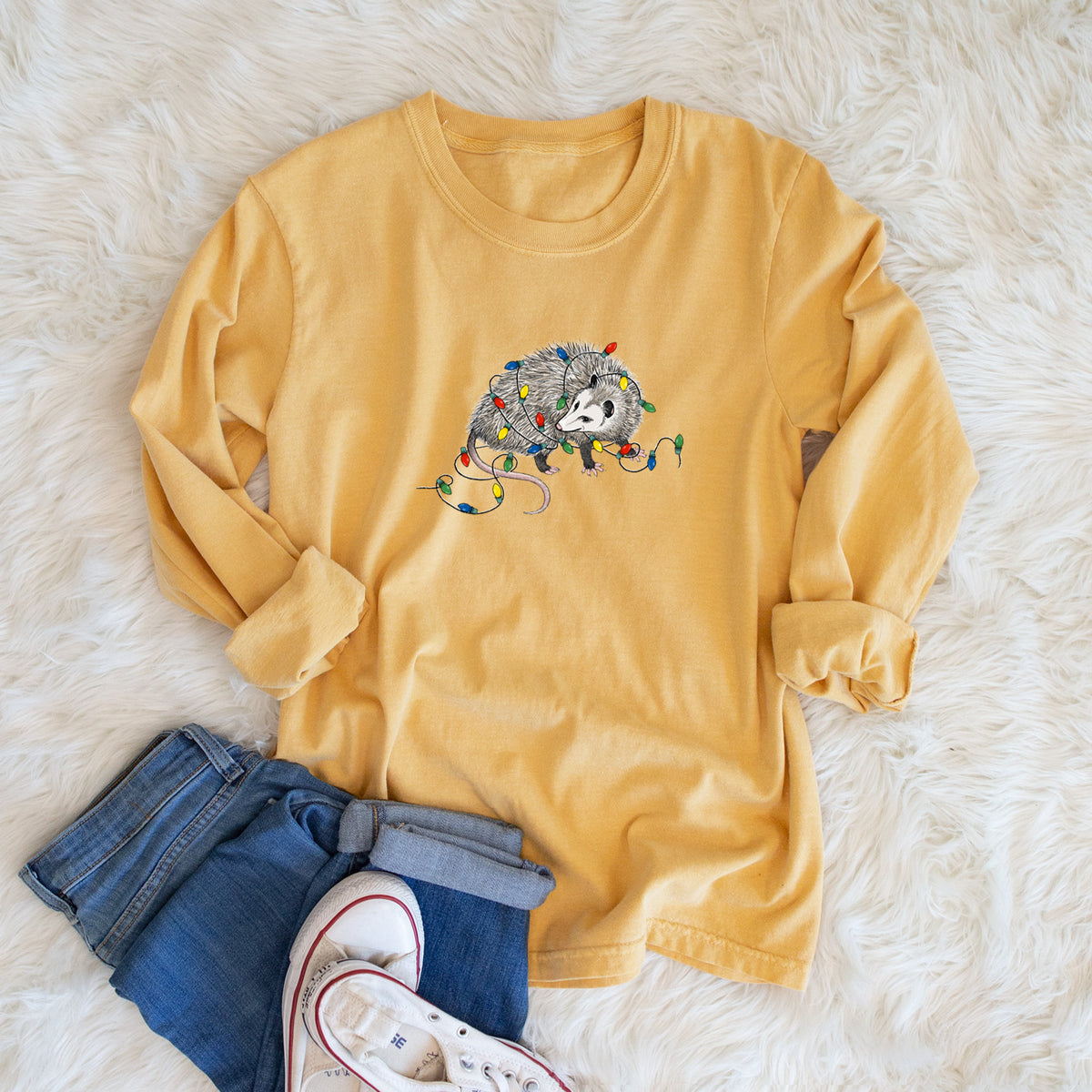 Christmas Opossum - Unisex Comfort Colors 100% Cotton Long Sleeve