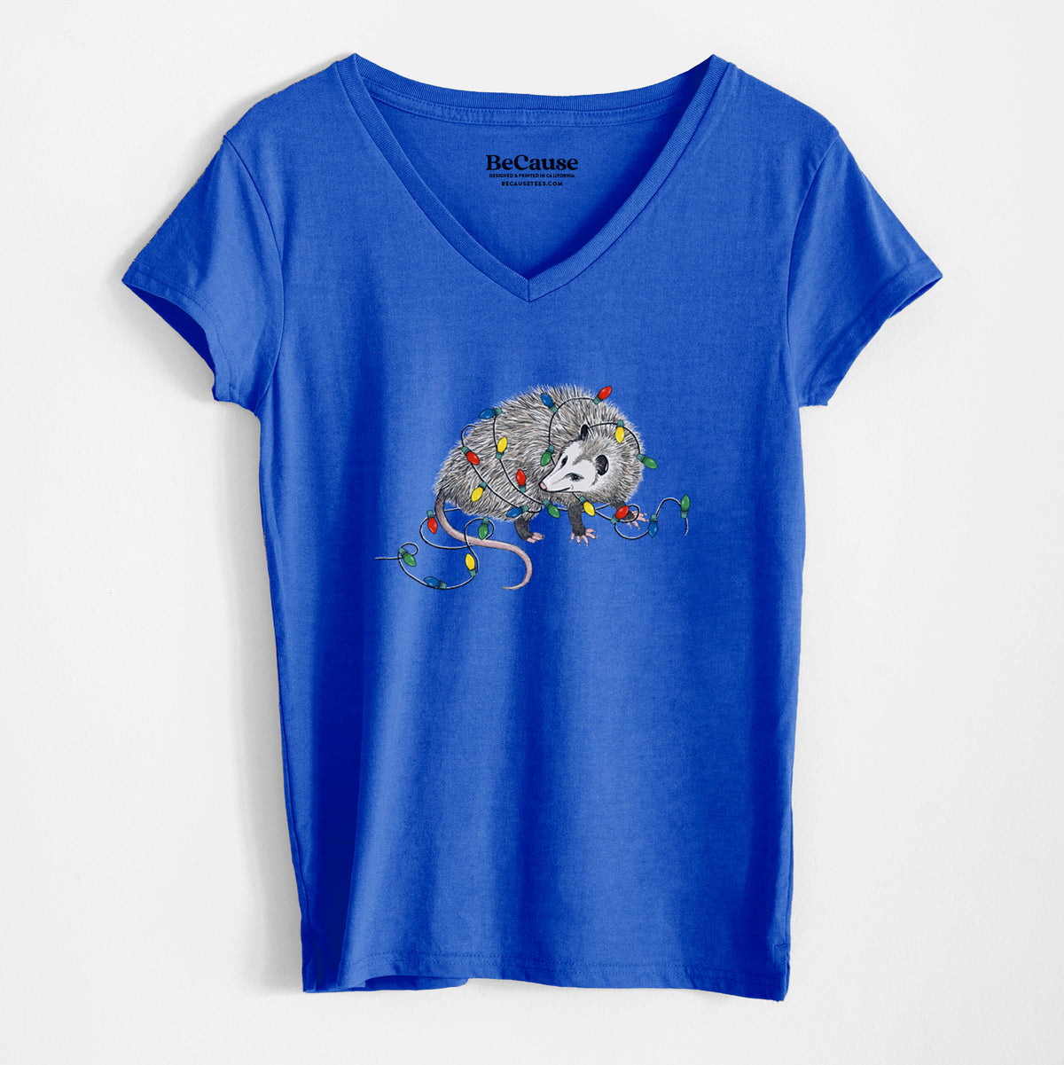 Christmas Opossum - Women&#39;s 100% Recycled V-neck