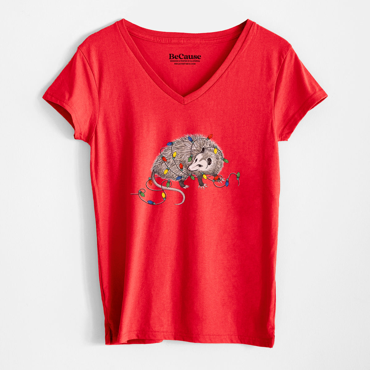 Christmas Opossum - Women&#39;s 100% Recycled V-neck