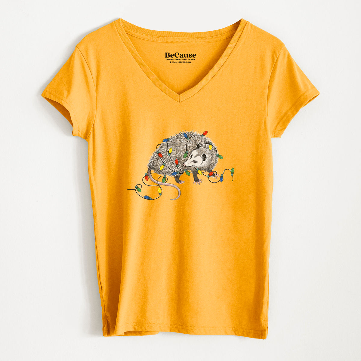 Christmas Opossum - Women&#39;s 100% Recycled V-neck