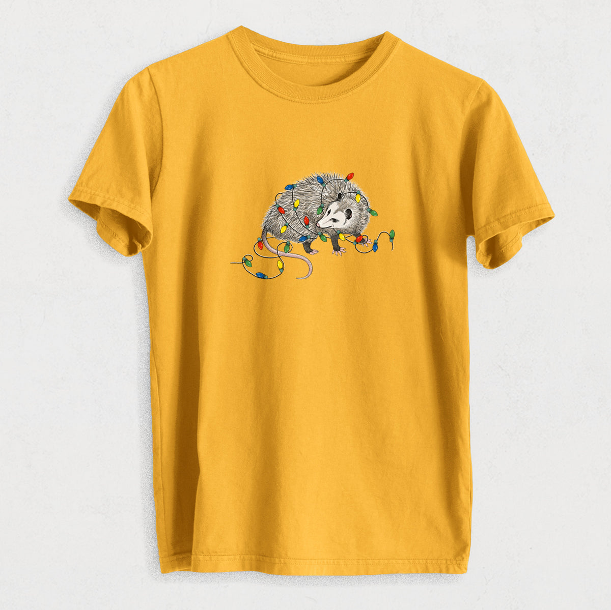 Christmas Opossum - Heavyweight Men&#39;s 100% Organic Cotton Tee