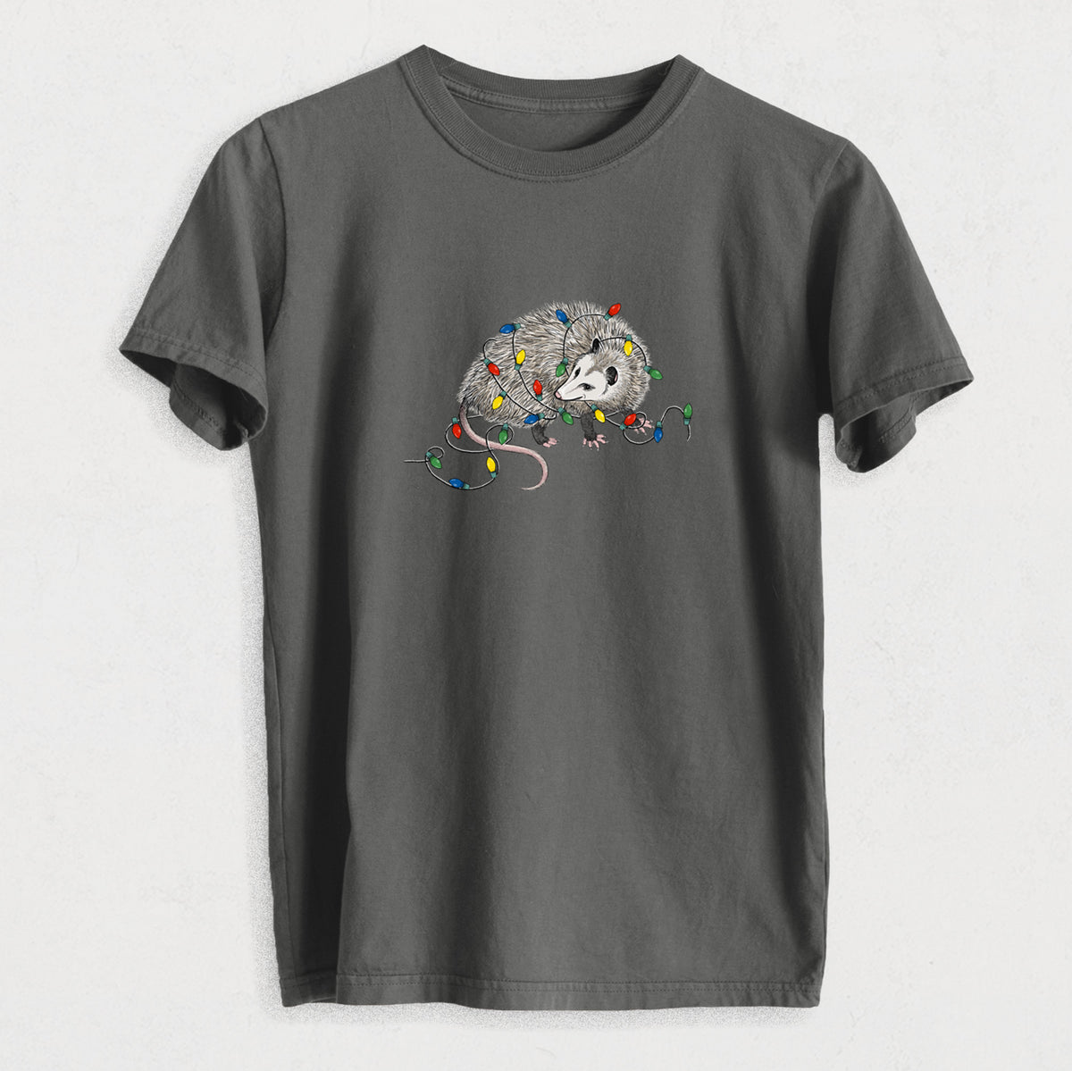 Christmas Opossum - Heavyweight Men&#39;s 100% Organic Cotton Tee