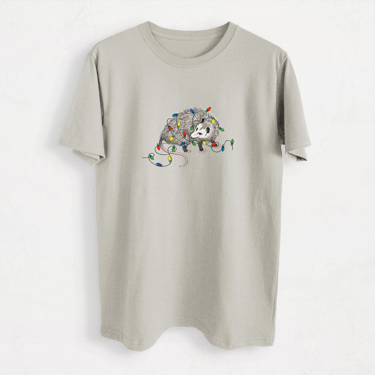 Christmas Opossum - Heavyweight Men&#39;s 100% Organic Cotton Tee