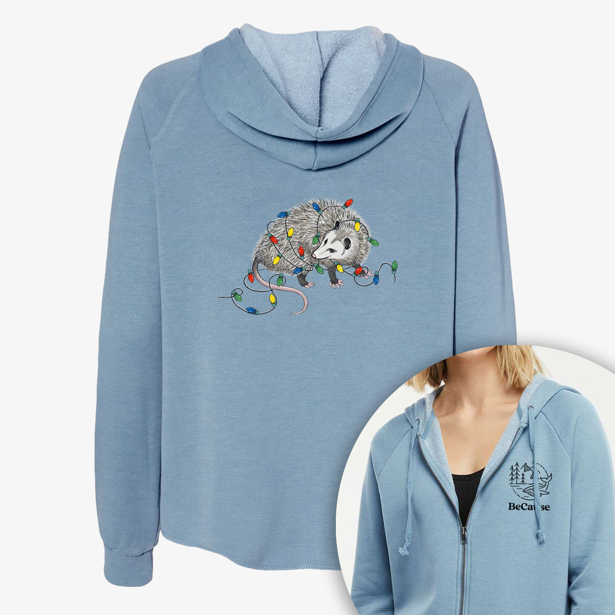 Christmas Opossum - Women&#39;s Cali Wave Zip-Up Sweatshirt