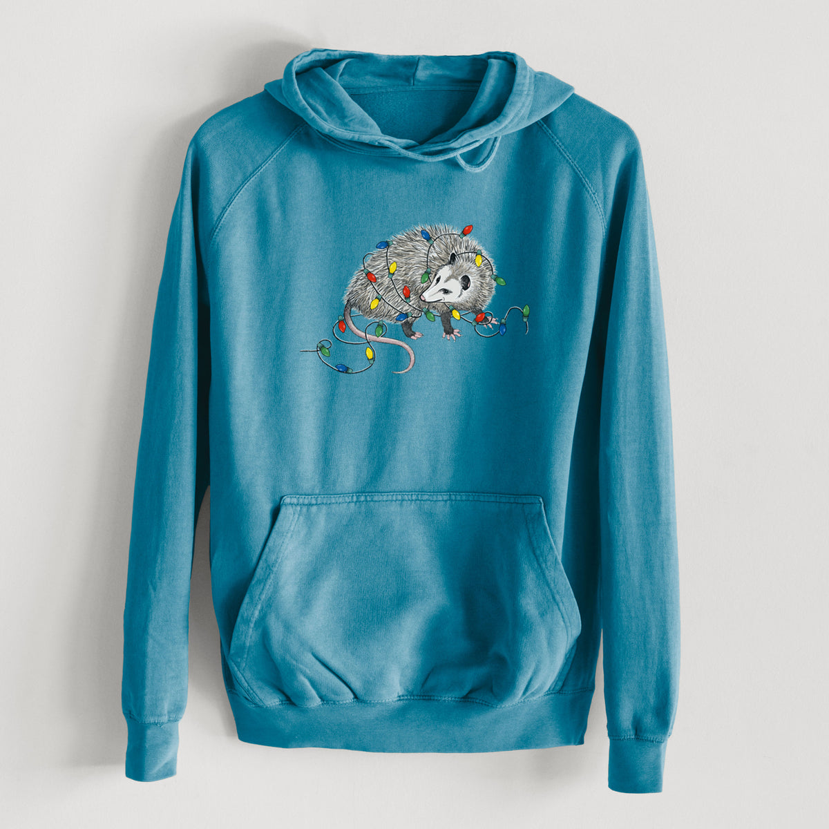 Christmas Opossum  - Mid-Weight Unisex Vintage 100% Cotton Hoodie