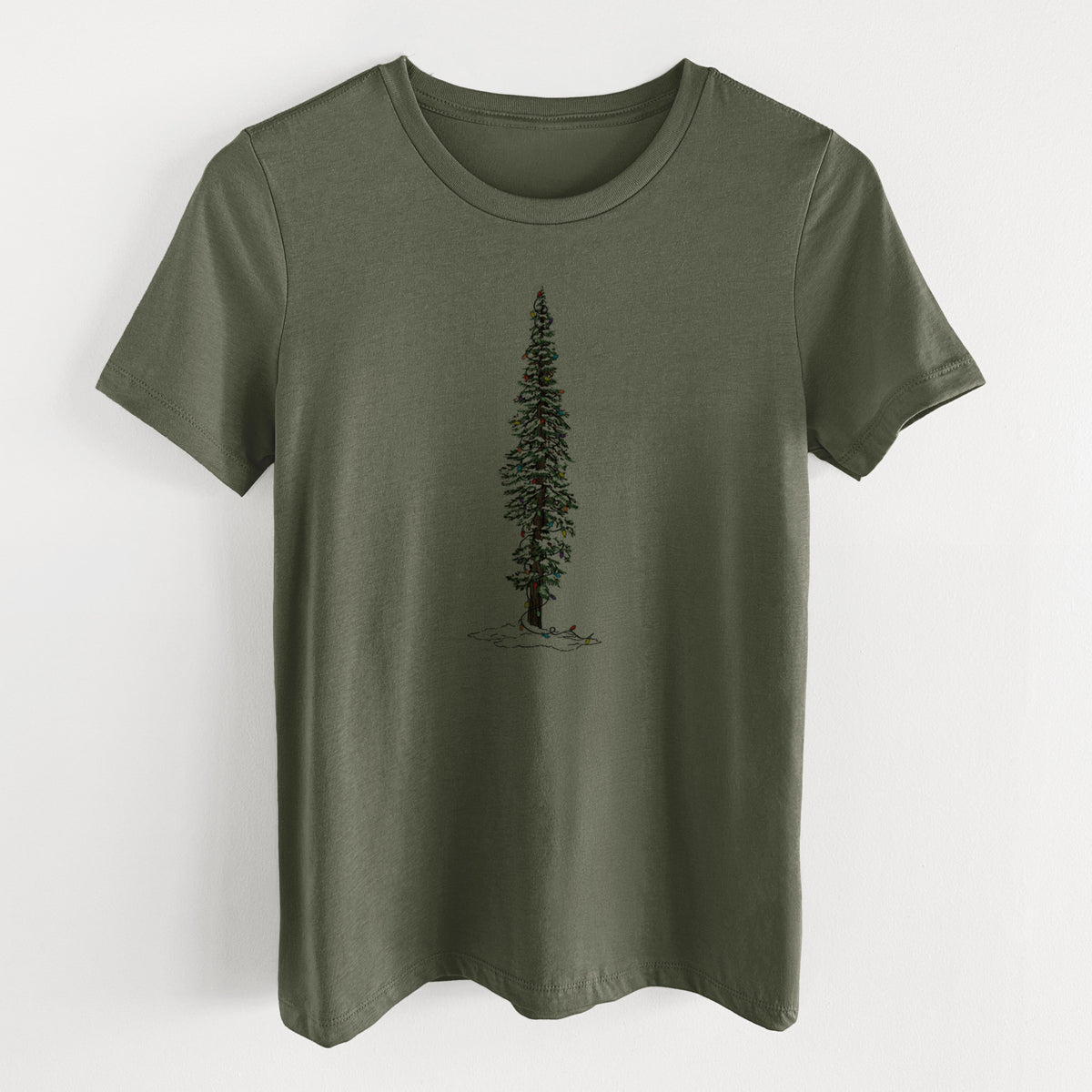 Christmas Redwood Tree - Women&#39;s Lightweight Relaxed Fit 100% Cotton Crewneck