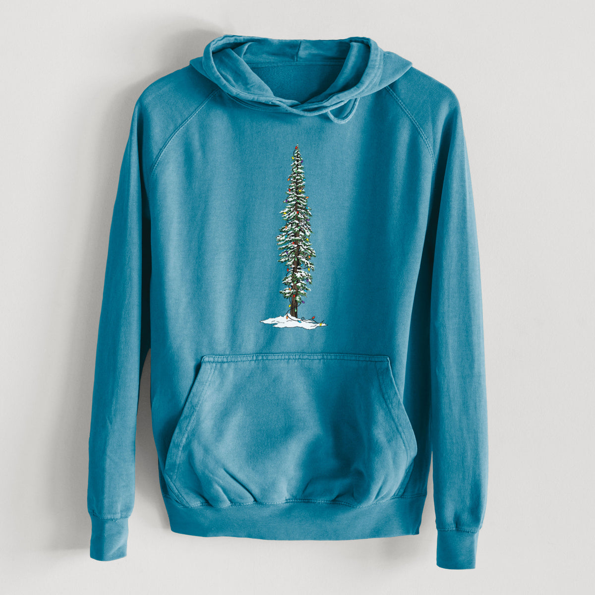 Christmas Redwood Tree  - Mid-Weight Unisex Vintage 100% Cotton Hoodie