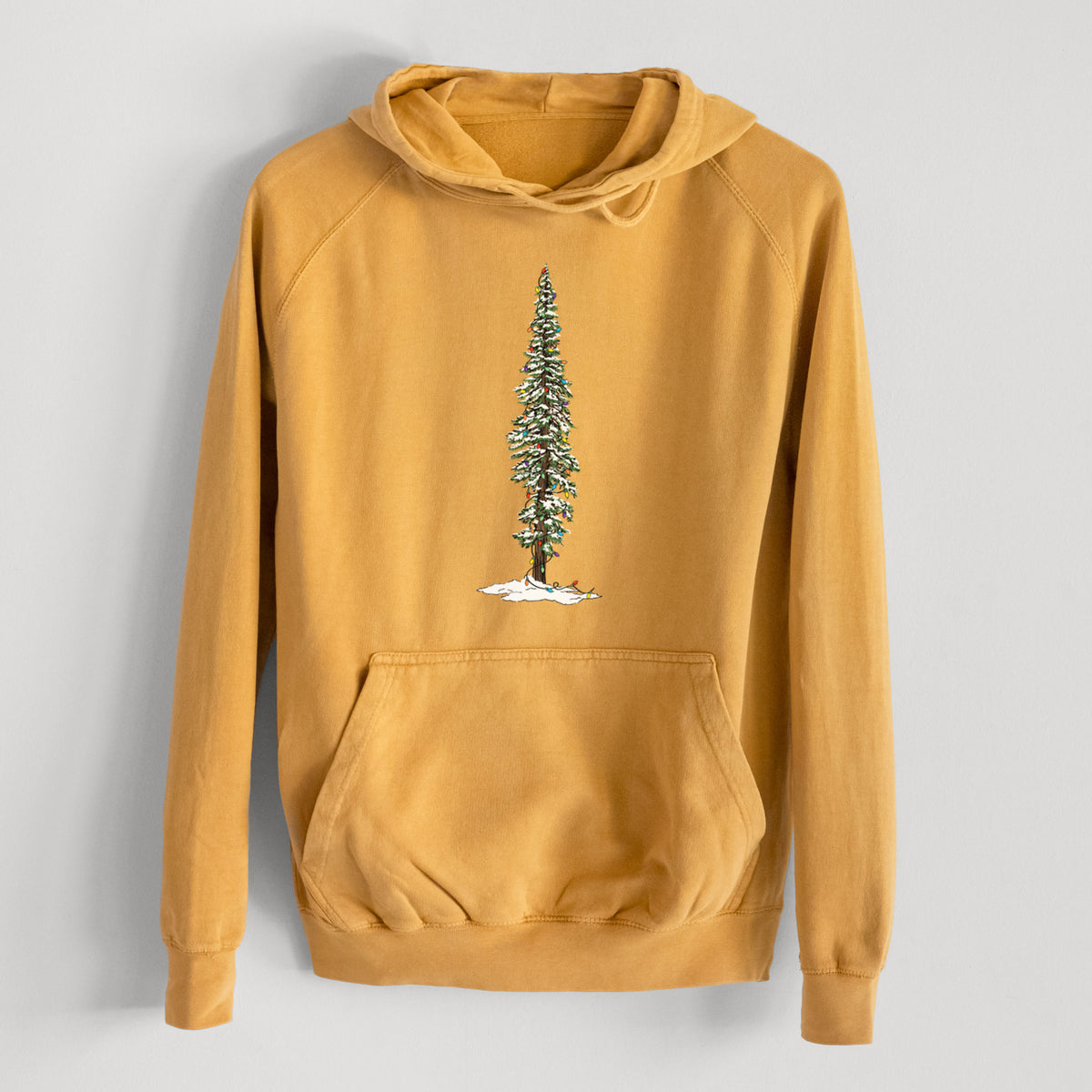 Christmas Redwood Tree  - Mid-Weight Unisex Vintage 100% Cotton Hoodie