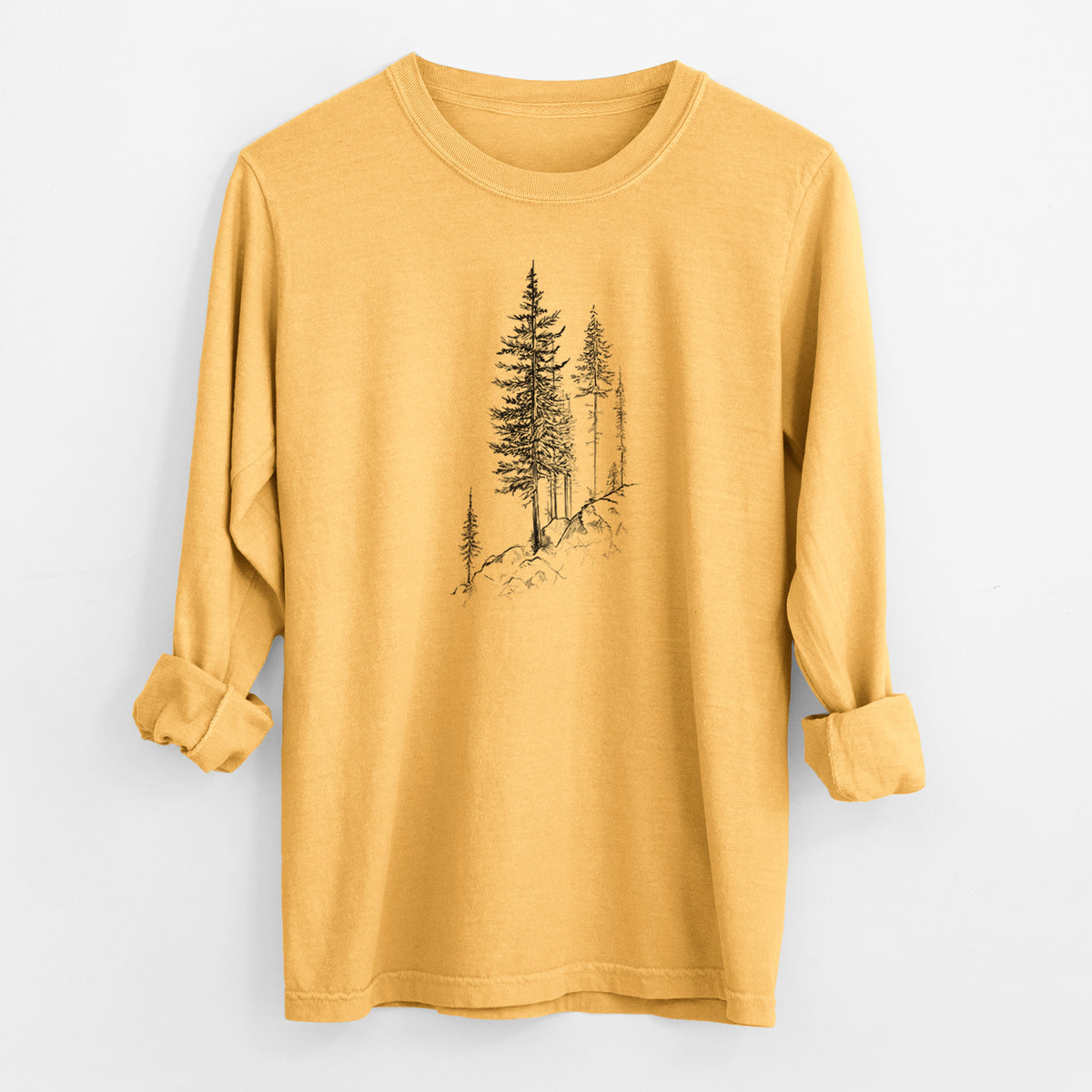 Cliffside Pines - Men&#39;s Heavyweight 100% Cotton Long Sleeve