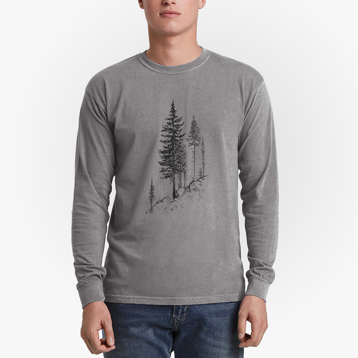 Cliffside Pines - Men&#39;s Heavyweight 100% Cotton Long Sleeve