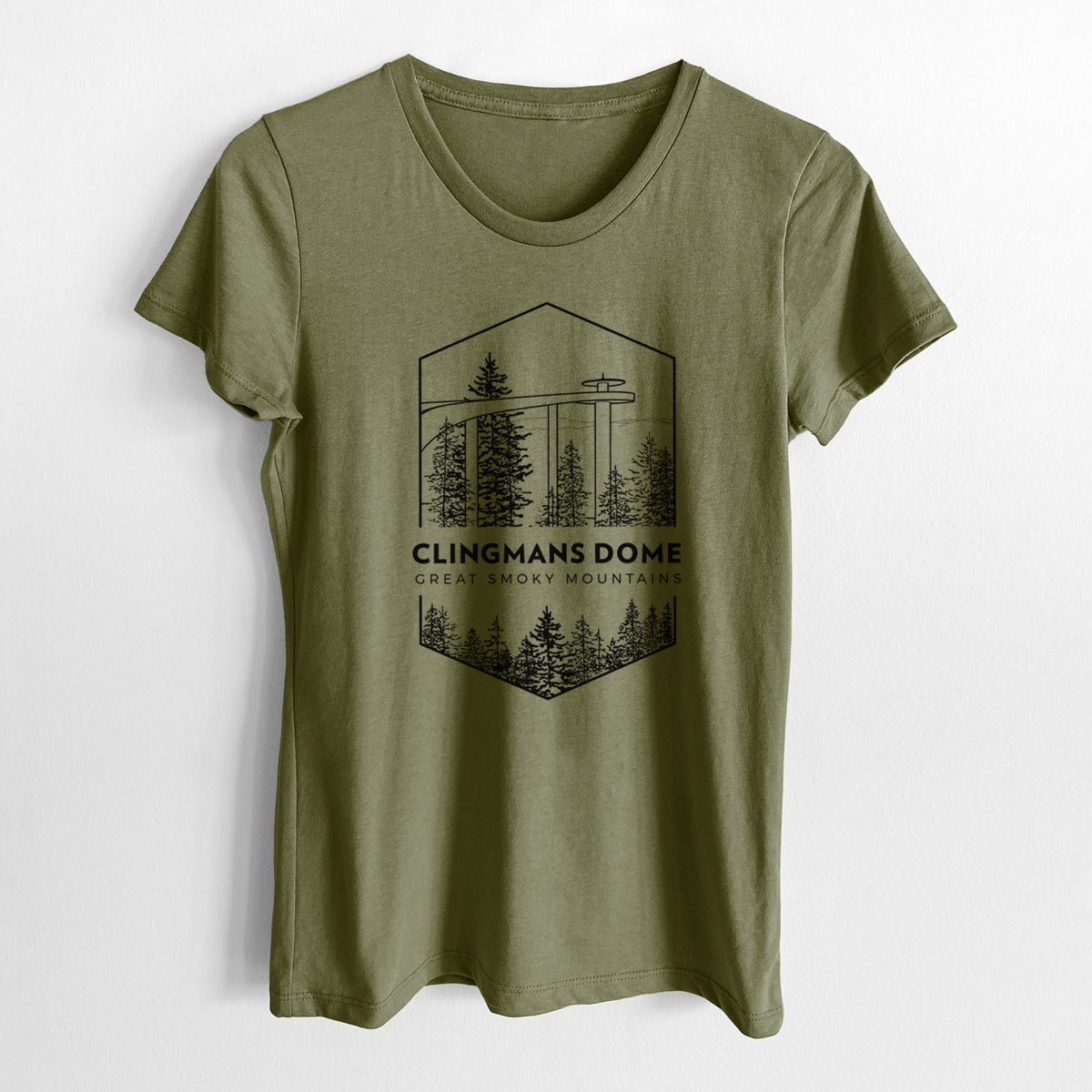 Clingmans Dome - Great Smoky Mountains National Park - Women&#39;s Crewneck - Made in USA - 100% Organic Cotton