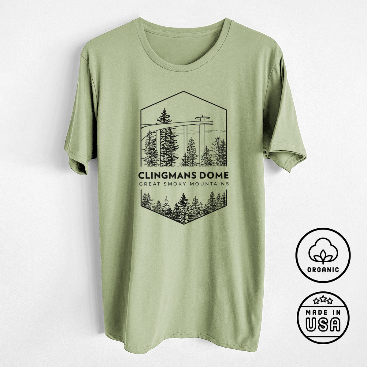 Clingmans Dome - Great Smoky Mountains National Park - Unisex Crewneck - Made in USA - 100% Organic Cotton