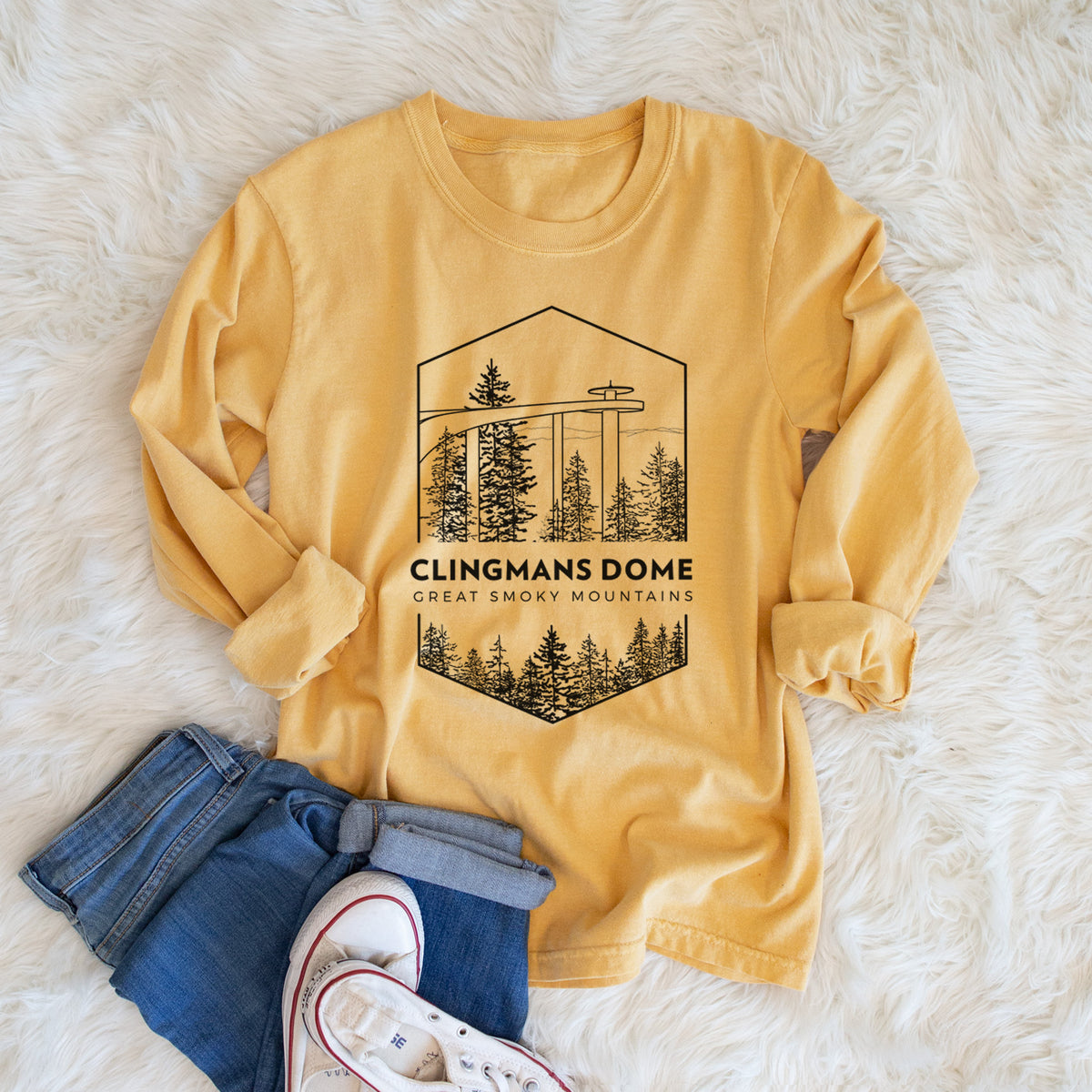 Clingmans Dome - Great Smoky Mountains National Park - Men&#39;s Heavyweight 100% Cotton Long Sleeve