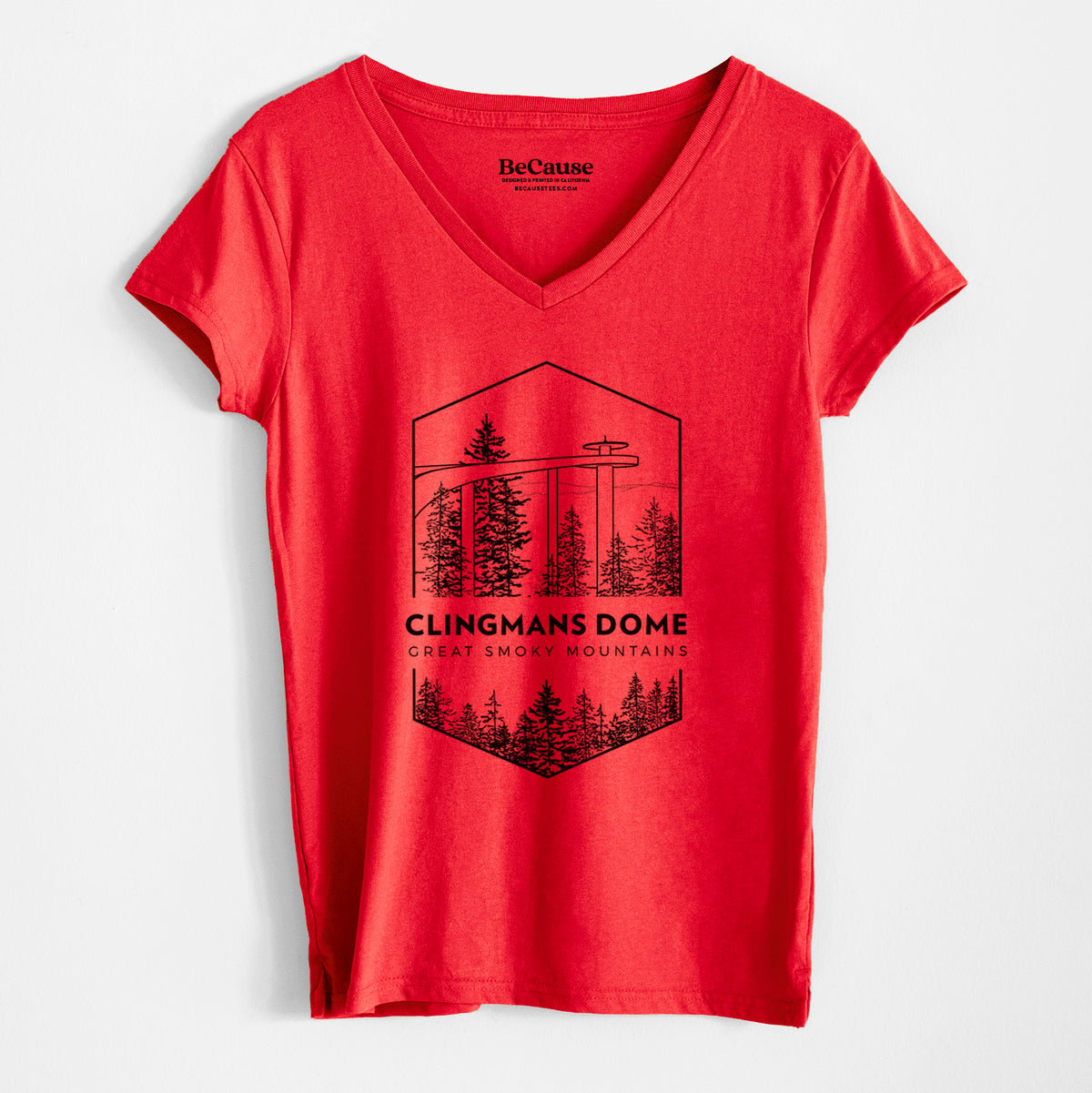 Clingmans Dome - Great Smoky Mountains National Park - Women&#39;s 100% Recycled V-neck