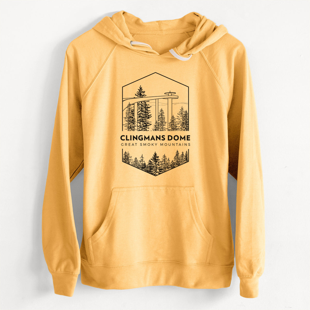 CLEARANCE - Clingmans Dome - Great Smoky Mountains National Park  - Unisex Slim Fit Loopback Terry Hoodie