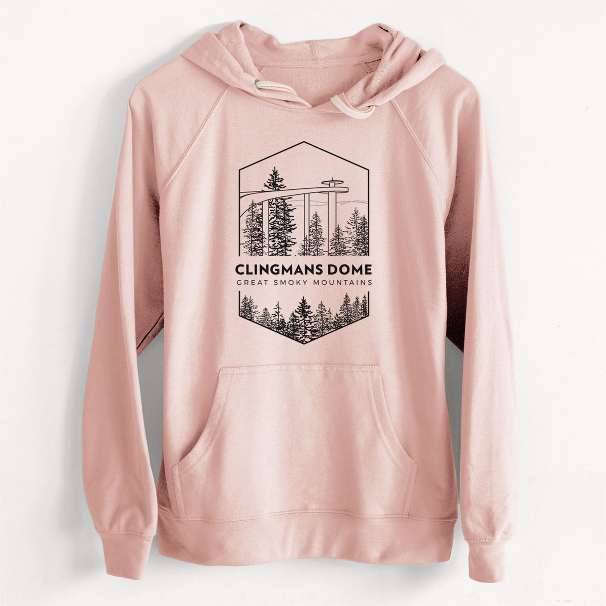 CLEARANCE - Clingmans Dome - Great Smoky Mountains National Park  - Unisex Slim Fit Loopback Terry Hoodie