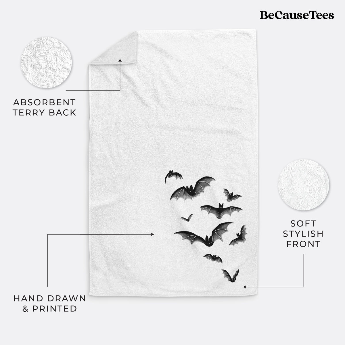 Cloud of Bats Premium Decorative Hand Towel