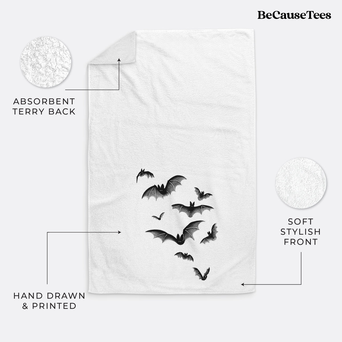 Cloud of Bats Premium Decorative Hand Towel