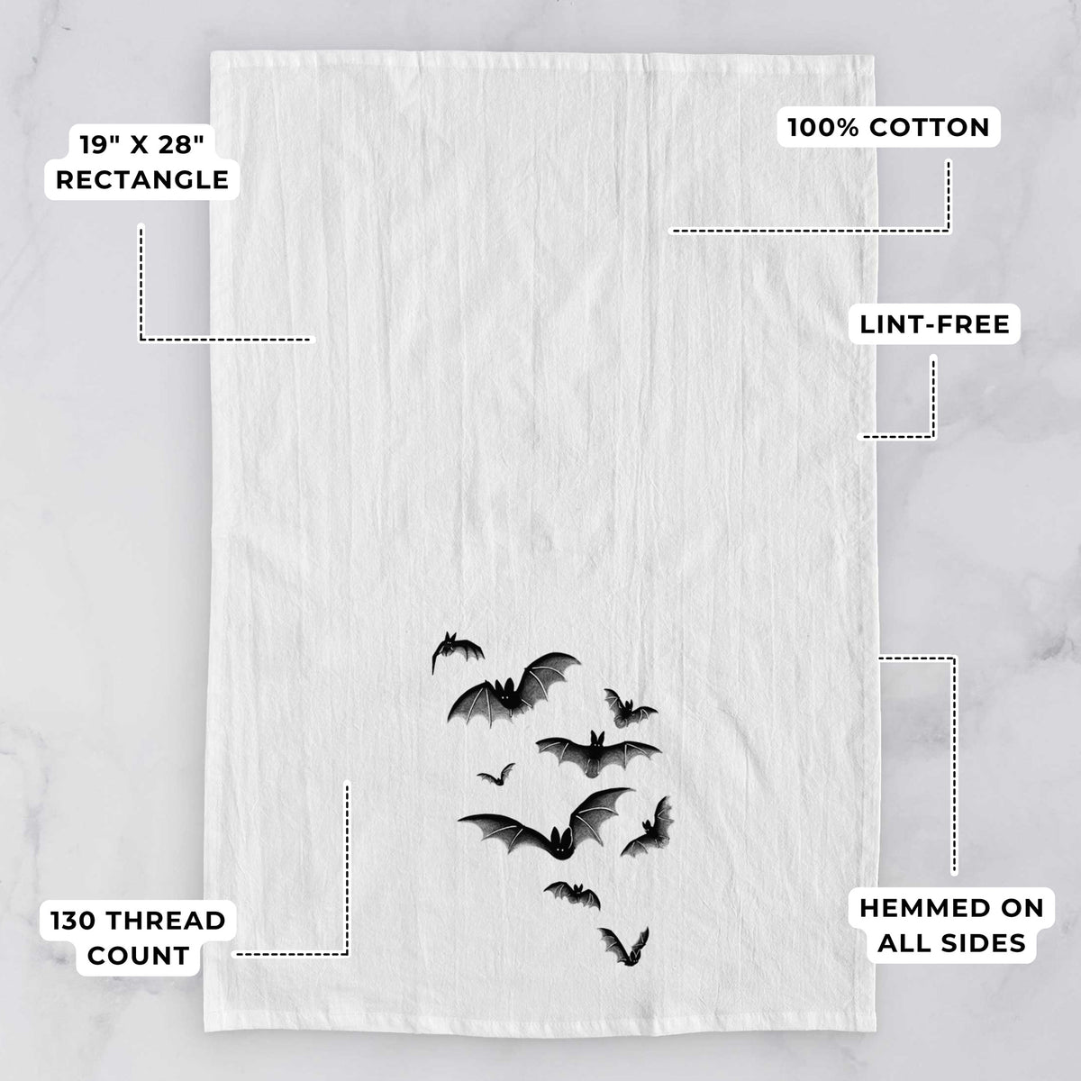 Cloud of Bats Tea Towel