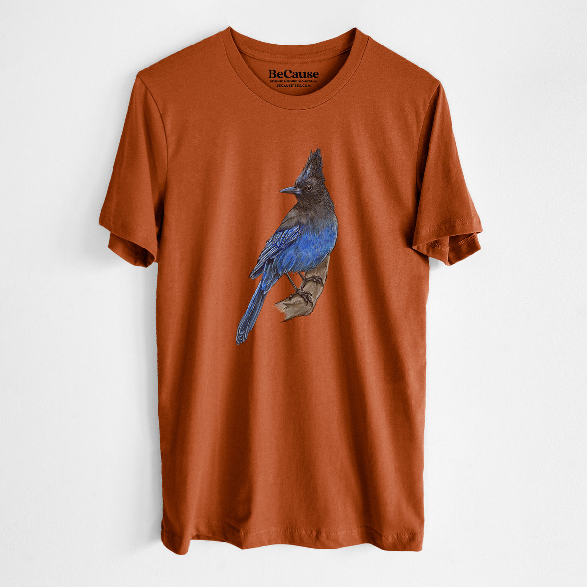 Vibrant Coastal Steller&#39;s Jay - Cyanocitta stelleri - Lightweight 100% Cotton Unisex Crewneck