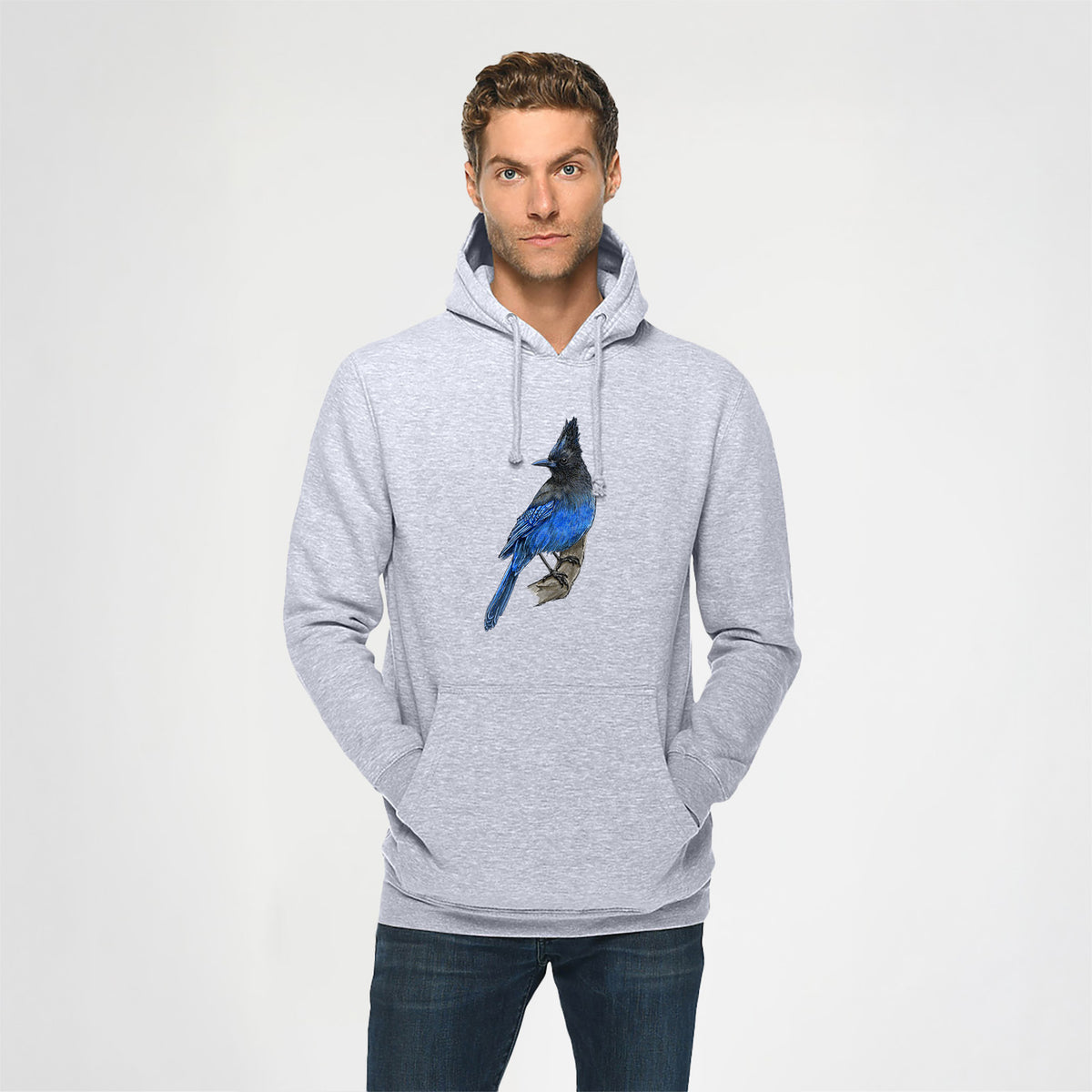 Vibrant Coastal Steller's Jay - Cyanocitta stelleri - Heavyweight Fleece Hoodie