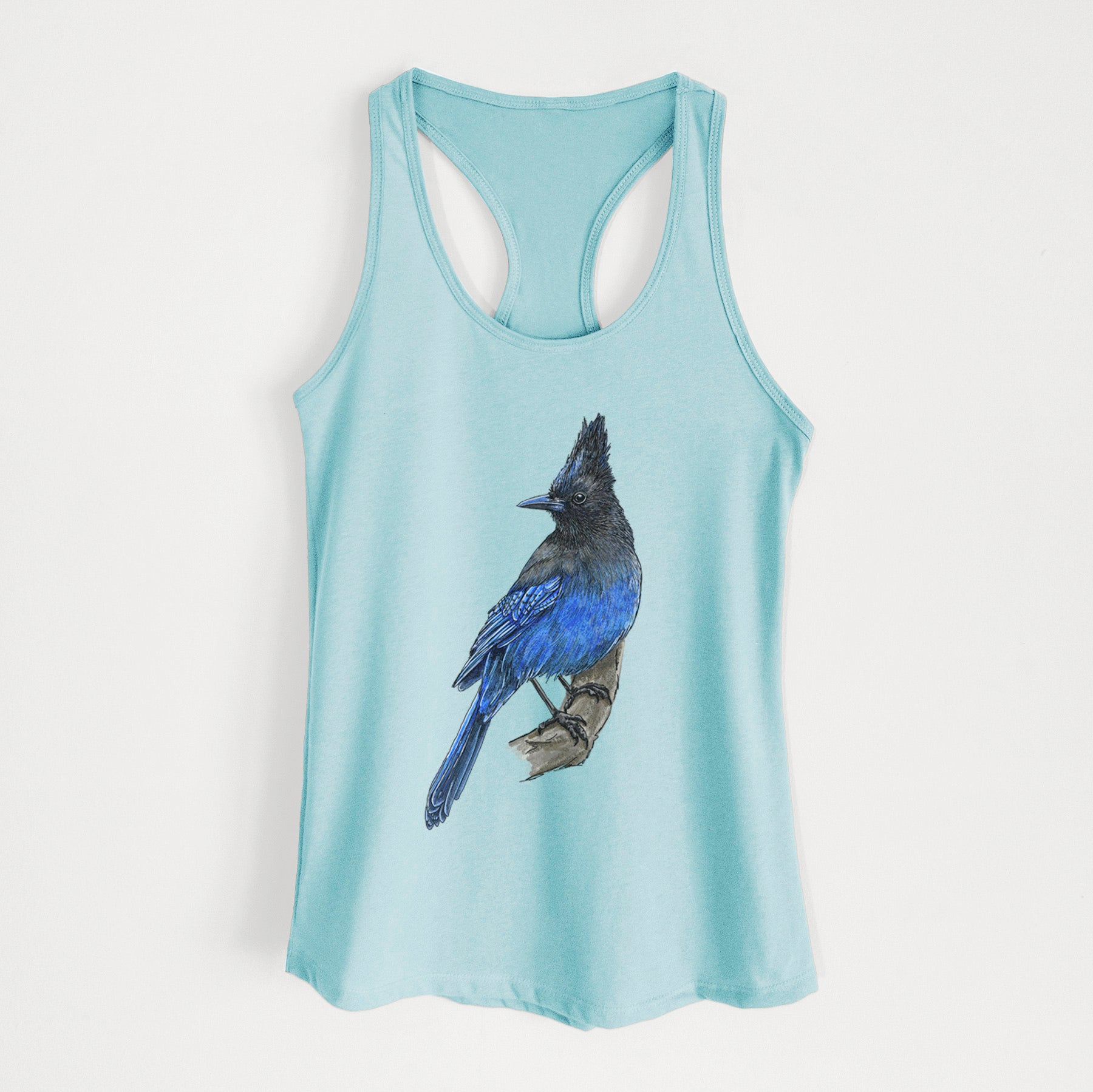 Vibrant Coastal Steller's Jay - Cyanocitta stelleri - Women's Racerback Tanktop