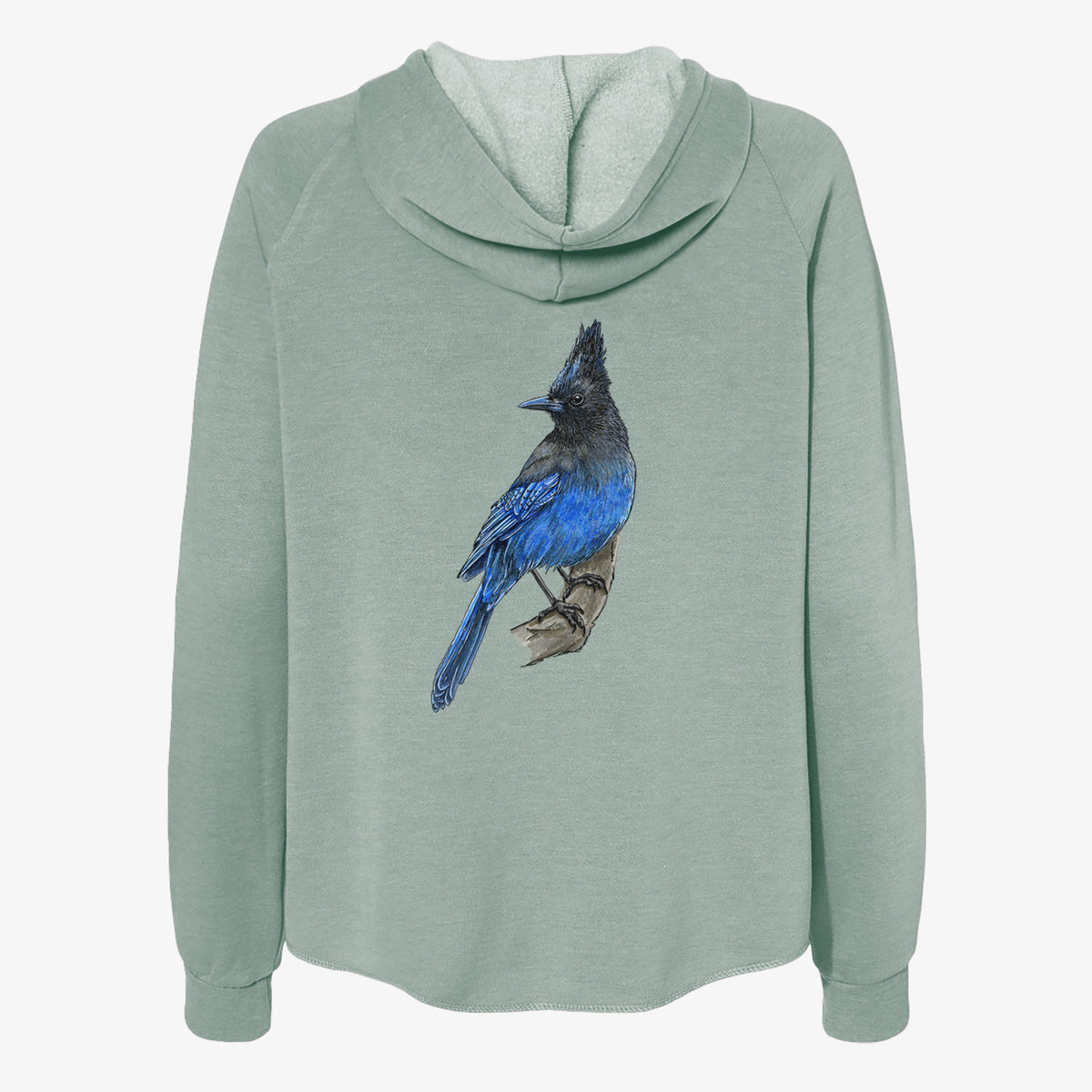 Vibrant Coastal Steller&#39;s Jay - Cyanocitta stelleri - Women&#39;s Cali Wave Zip-Up Sweatshirt