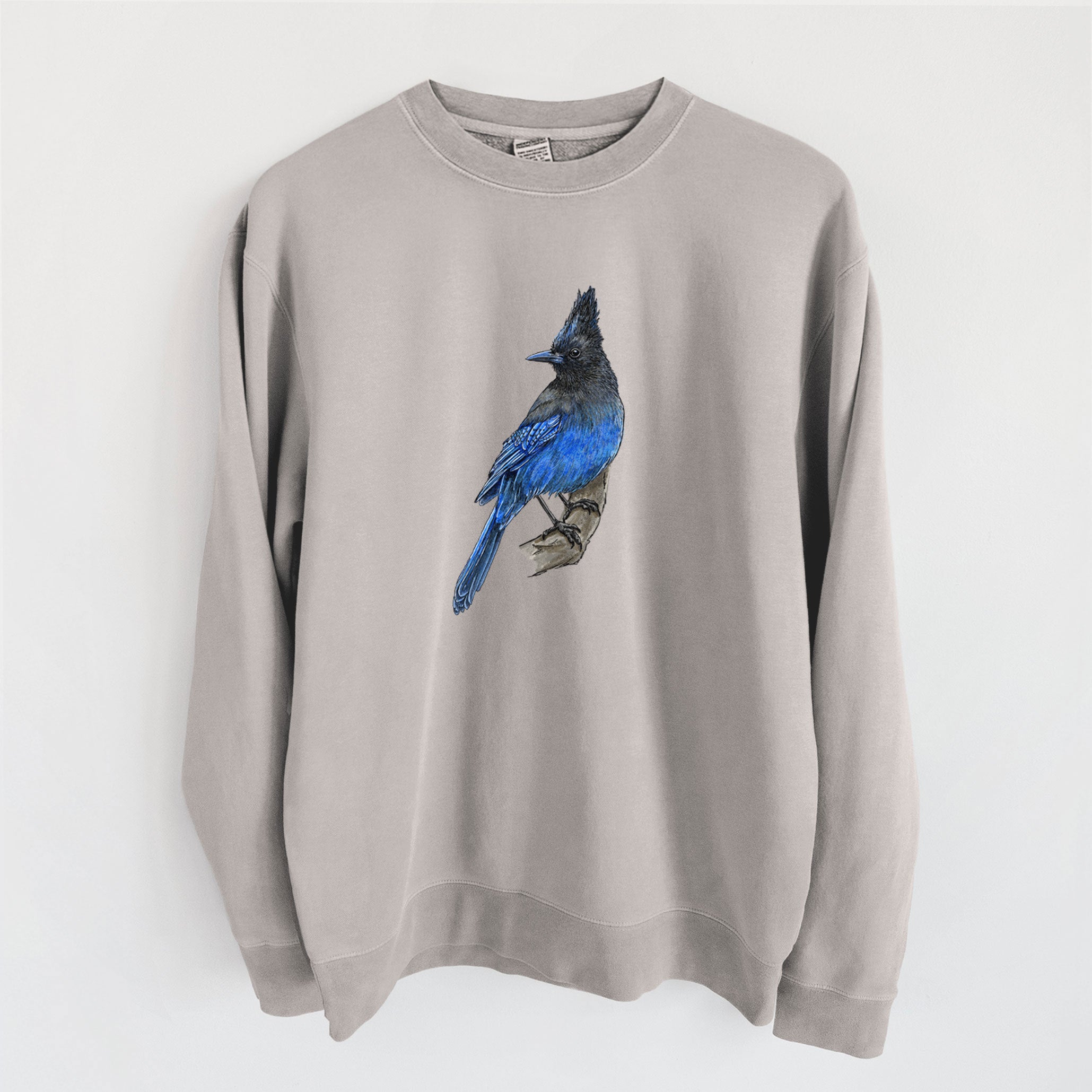 Vibrant Coastal Steller's Jay - Cyanocitta stelleri - Unisex Pigment Dyed Crew Sweatshirt