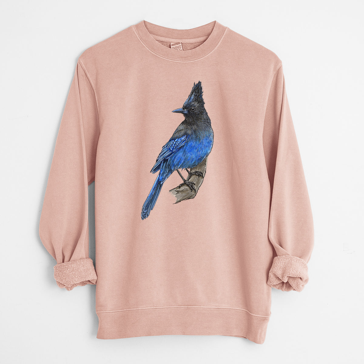 Vibrant Coastal Steller&#39;s Jay - Cyanocitta stelleri - Unisex Pigment Dyed Crew Sweatshirt