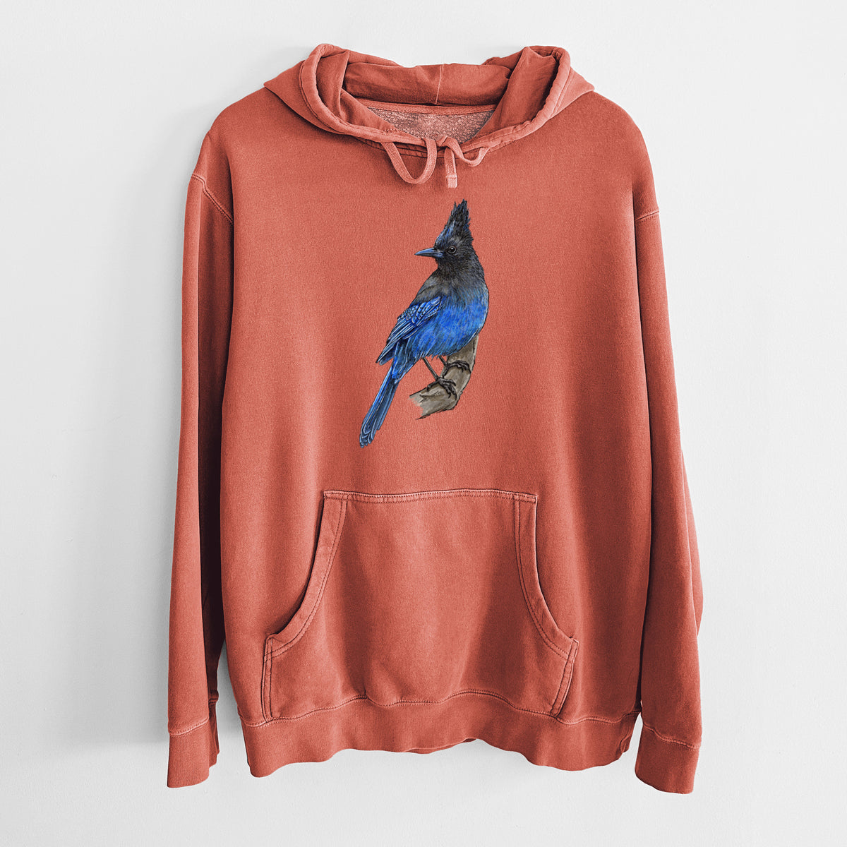 Vibrant Coastal Steller&#39;s Jay - Cyanocitta stelleri - Unisex Pigment Dyed Hoodie