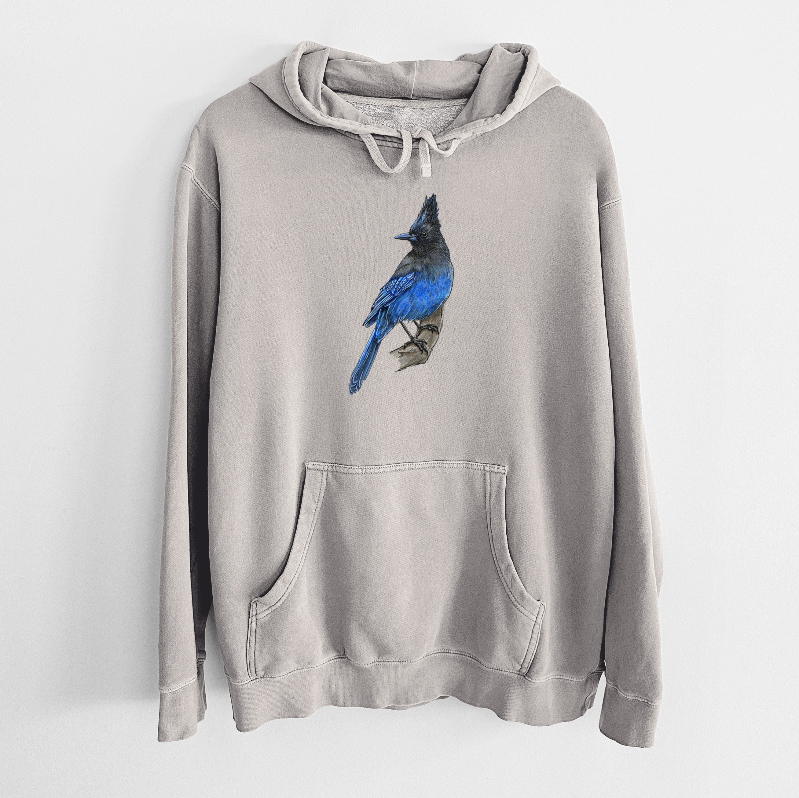 Vibrant Coastal Steller's Jay - Cyanocitta stelleri - Unisex Pigment Dyed Hoodie