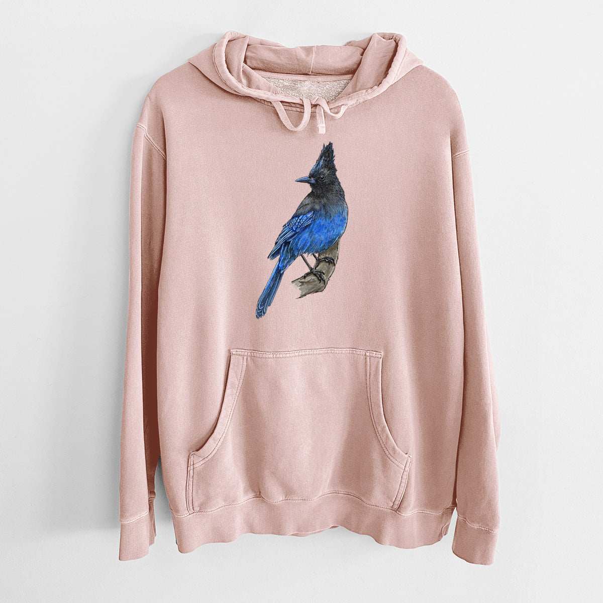 Vibrant Coastal Steller&#39;s Jay - Cyanocitta stelleri - Unisex Pigment Dyed Hoodie