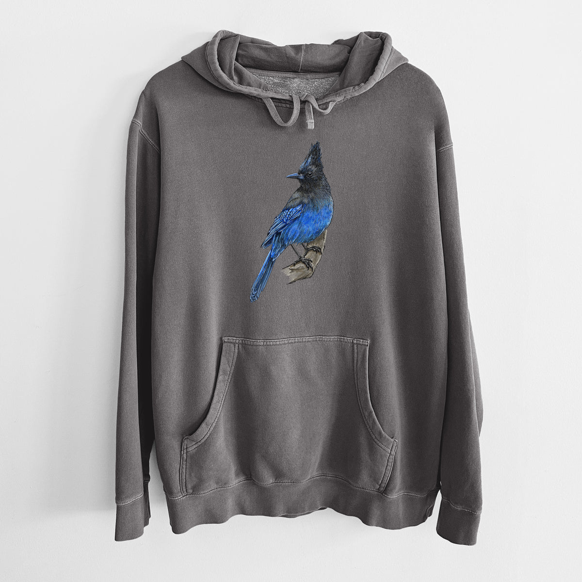 Vibrant Coastal Steller&#39;s Jay - Cyanocitta stelleri - Unisex Pigment Dyed Hoodie