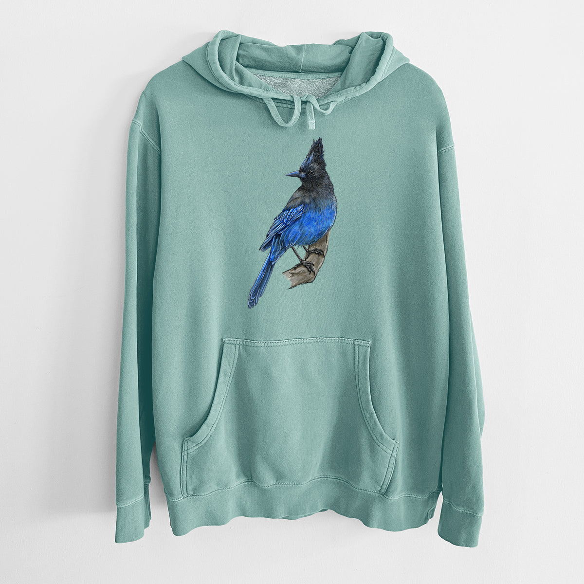 Vibrant Coastal Steller&#39;s Jay - Cyanocitta stelleri - Unisex Pigment Dyed Hoodie