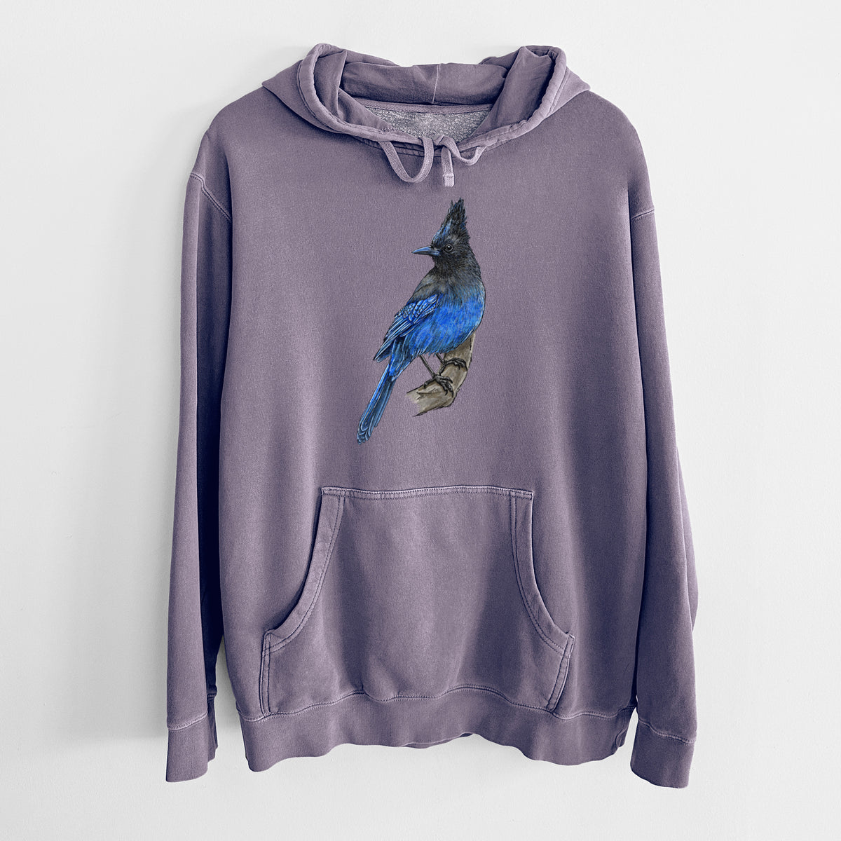 Vibrant Coastal Steller&#39;s Jay - Cyanocitta stelleri - Unisex Pigment Dyed Hoodie