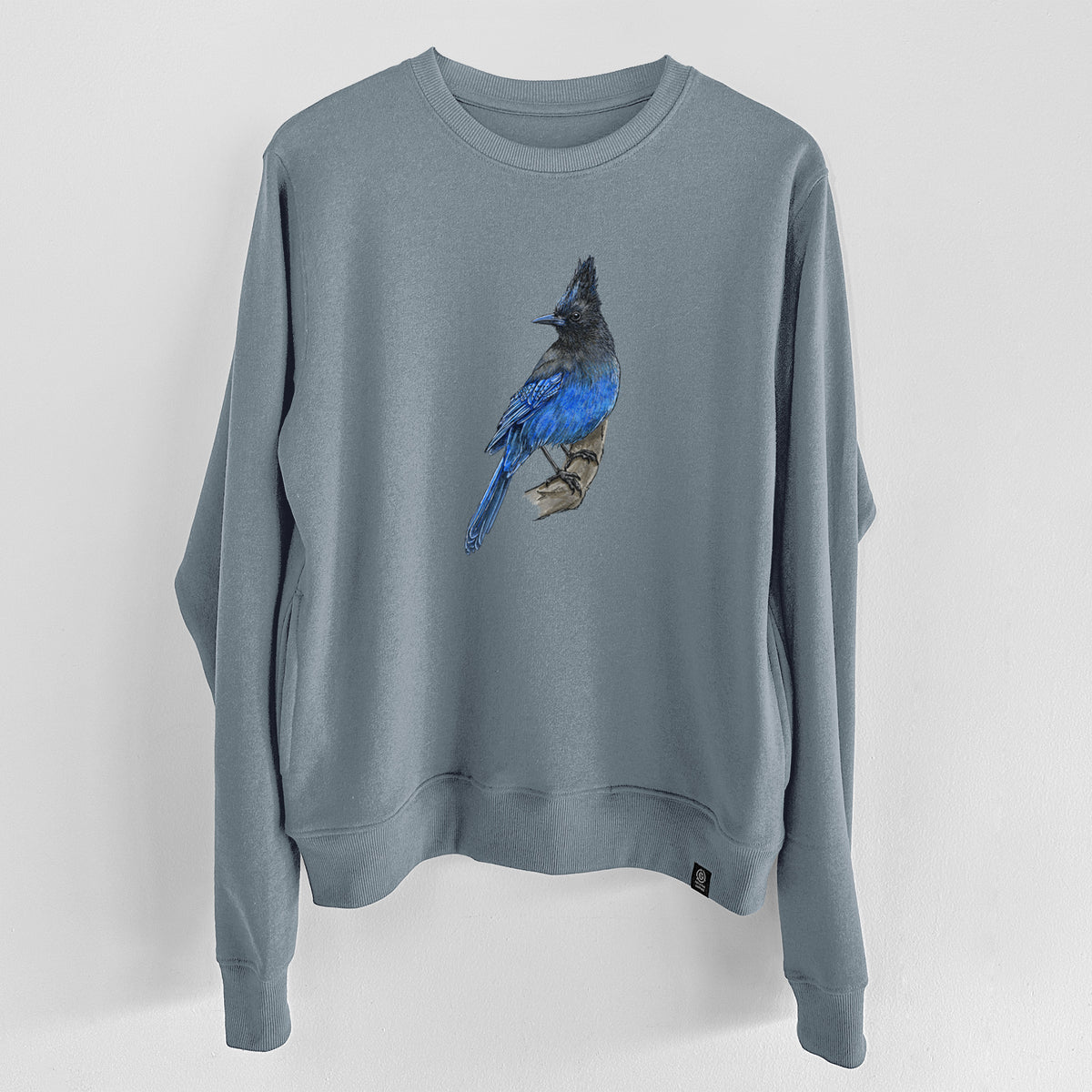 Vibrant Coastal Steller&#39;s Jay - Cyanocitta stelleri  - Unisex Reclaimed Crewneck Sweatshirt