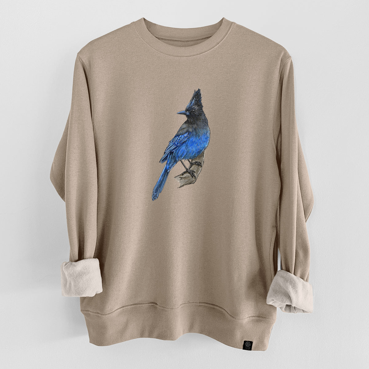 Vibrant Coastal Steller&#39;s Jay - Cyanocitta stelleri  - Unisex Reclaimed Crewneck Sweatshirt