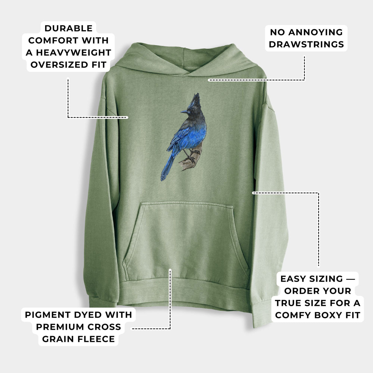 Vibrant Coastal Steller&#39;s Jay - Cyanocitta stelleri  - Urban Heavyweight Hoodie