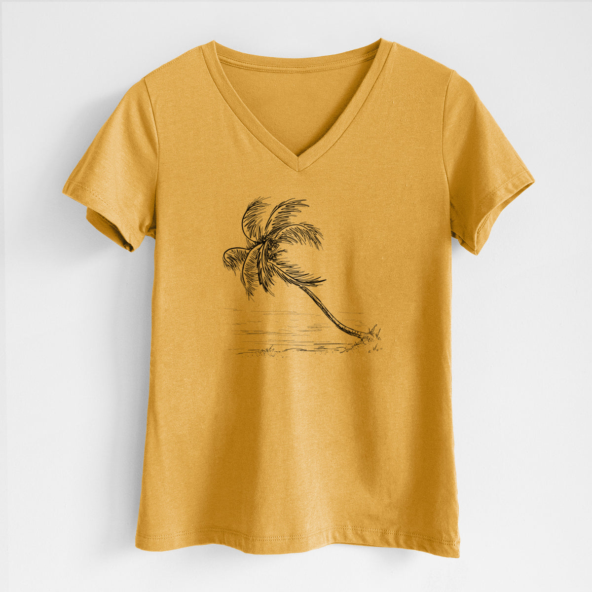 Coconut Palm - Cocos nucifera - Women&#39;s Lightweight Relaxed Fit 100% Cotton V-neck